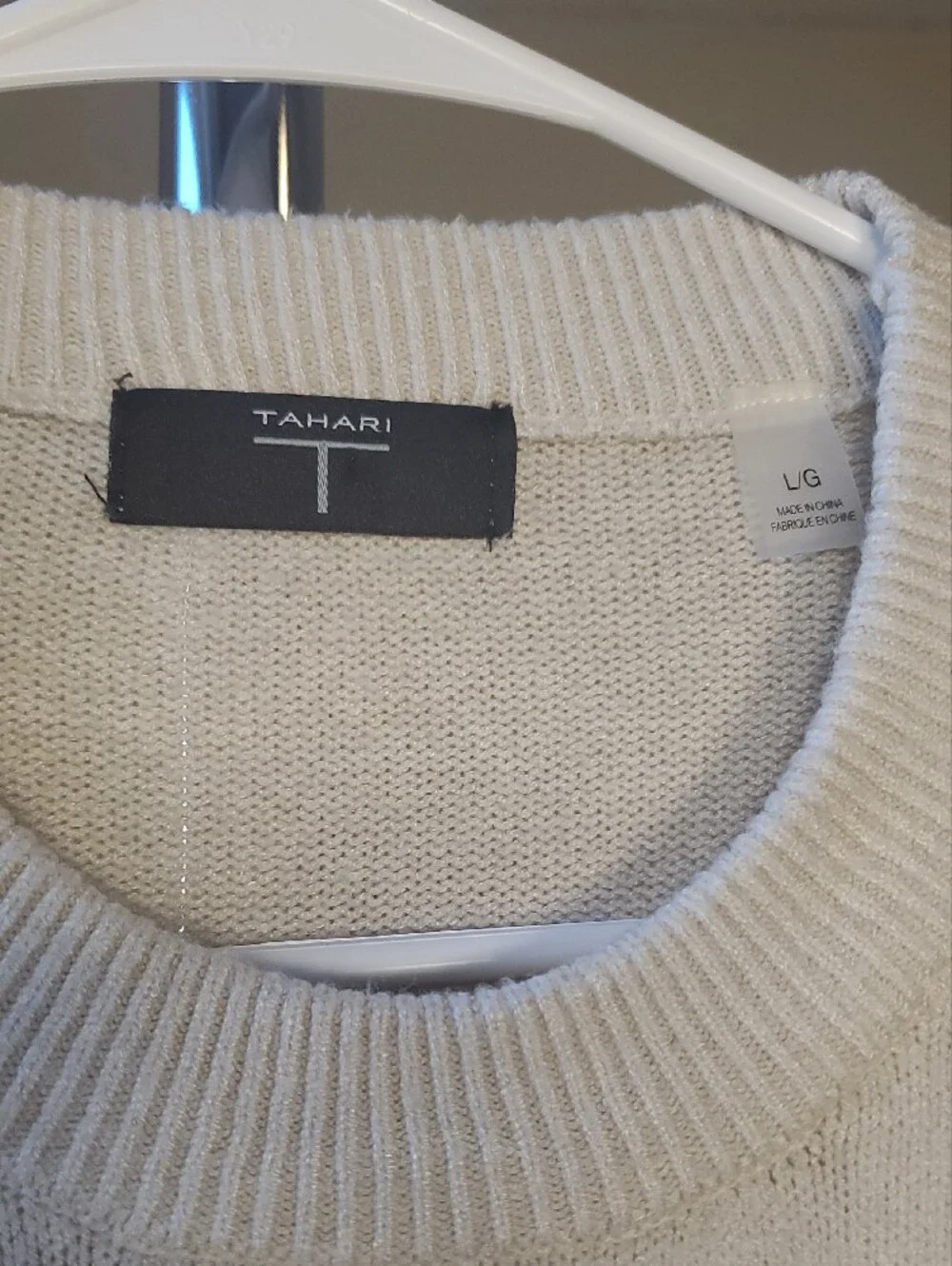 Tahari Cream Crewneck Sweater